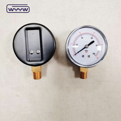 63mm 100mbar Black Steel Case Capsule Pressure Gauge สําหรับก๊าซ พร้อมปรับด้านล่าง