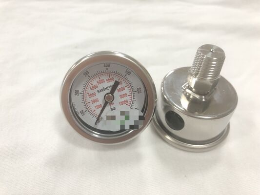 1.5 นิ้ว 40 มม.สแตนเลสสตีลกลับเครื่องวัดความดัน 0-700bar 0-10000psi Dual Scale